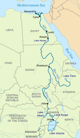 O rio Nilo nasce no centro da África.